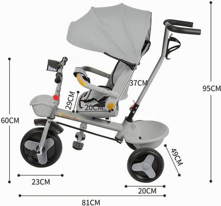 Multi-Funktions-Kinderdreirad, Dreirad 5 in1, Kleinkind-Dreiräder-Kinderwagen, mit Verstellbarem Sch