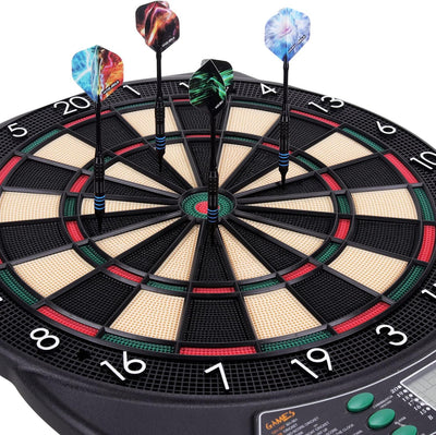 WIN.MAX Elektronische Dartscheibe Profi Set mit 65 Varianten für 1 bis 8 Spieler mit 12 Darts + 12 P