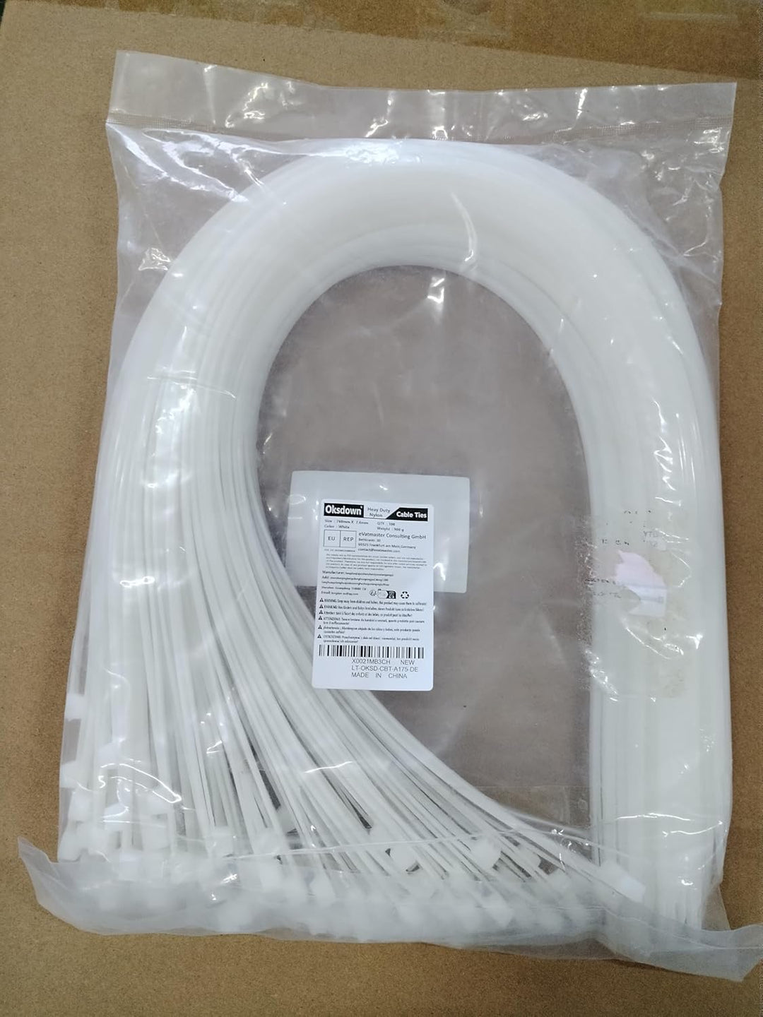 Oksdown 760mm × 7,6mm Breit 100 Stück Extra Stark Kabelbinder mit 55 kg Zugfestigkeit Weiss UV-Bestä