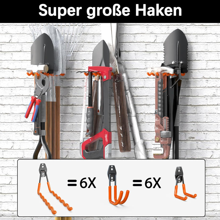 3-H Wandhaken Garage, Gerätehaken Schwerlast Doppelhaken 31 Stück für Leiter, Geräte, Werkzeuge, Sch