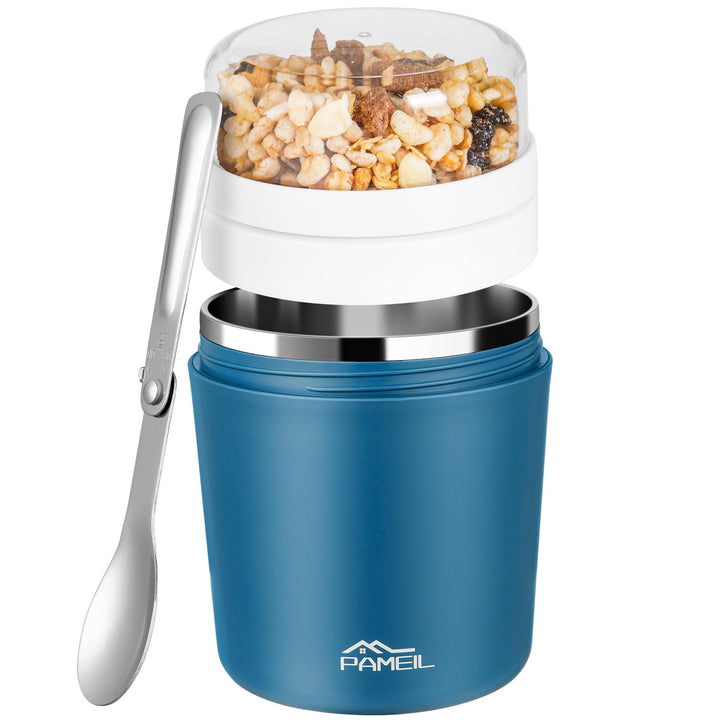 Müslibecher to go 500ml I Isolierter Edelstahl Joghurtbecher für Müsli I Edelstahl Innenwand Thermob