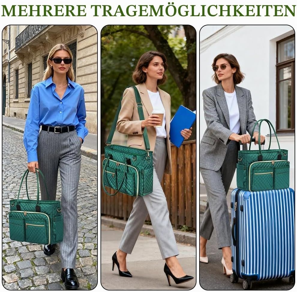 Laptoptasche Damen 15,6 Zoll Lehrertasche Gross Aktentasche Tasche mit 2 Seitentaschen, Notebooktasc