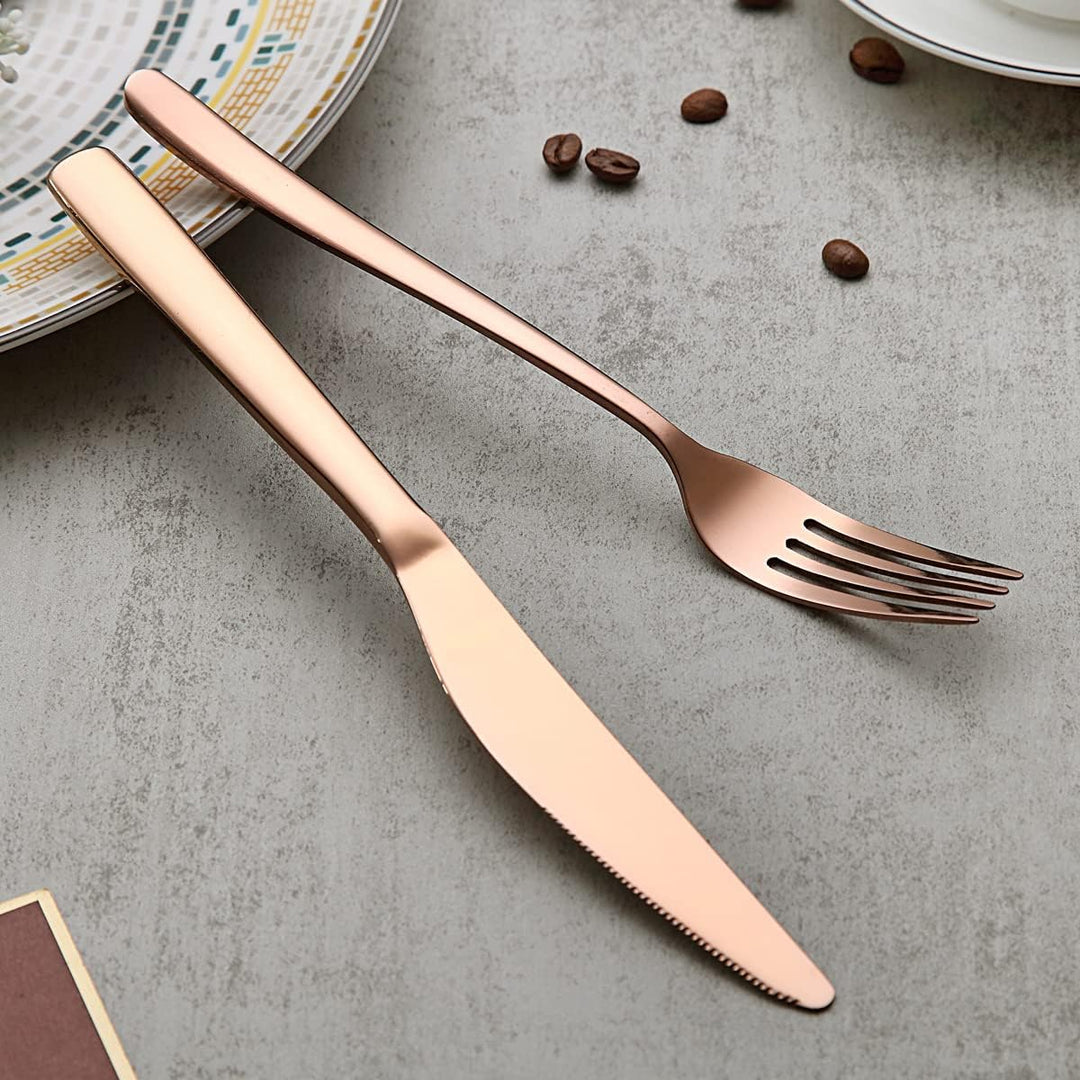 Berglander Roségold Besteck-Set 24-tlg., Stabiles Edelstahl-Titan-Kupfer-Besteck-Set Besteck-Set Ros