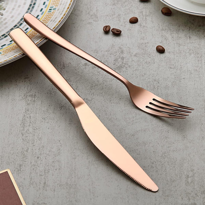 Berglander Roségold Besteck-Set 24-tlg., Stabiles Edelstahl-Titan-Kupfer-Besteck-Set Besteck-Set Ros