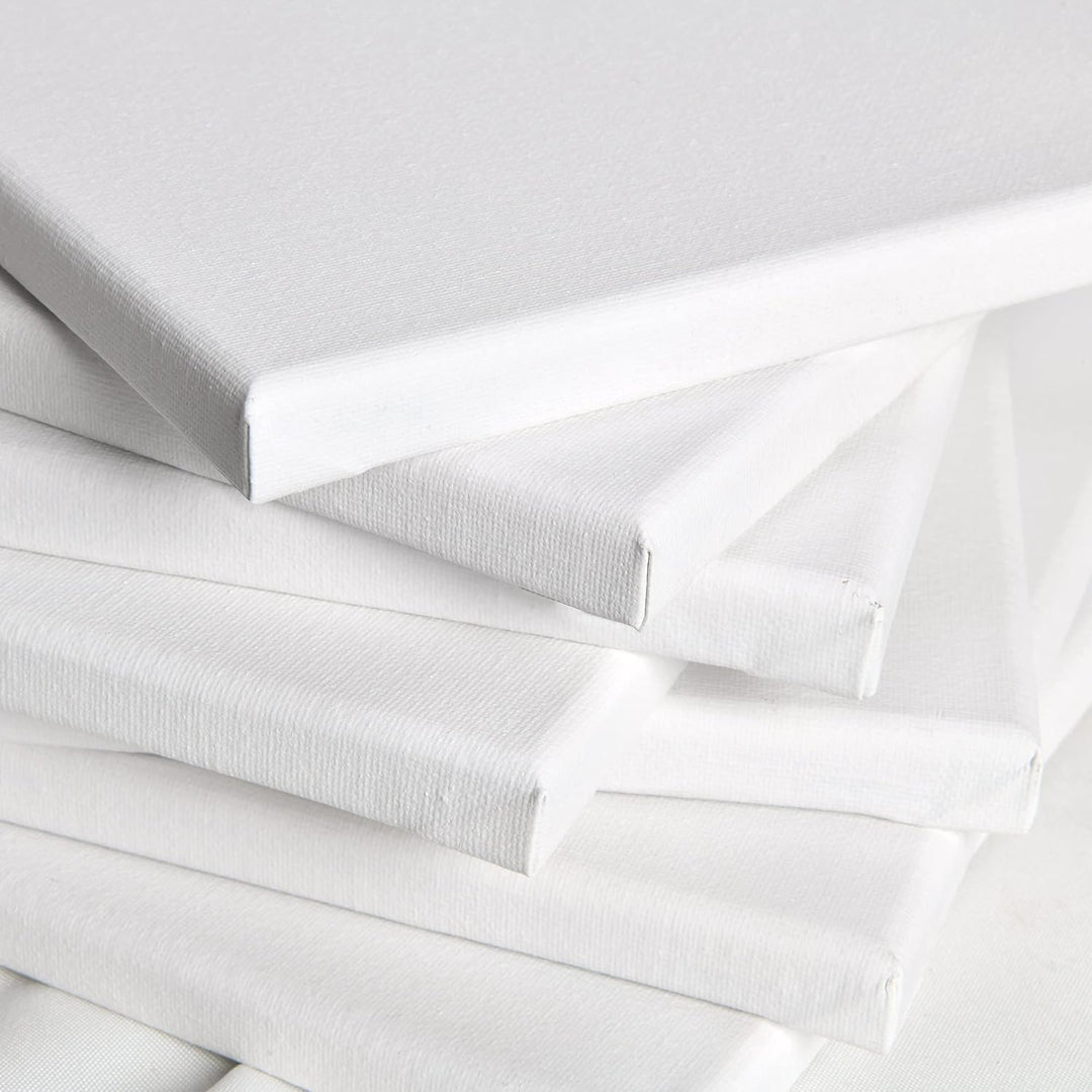 Artina FSC® Keilrahmen 10er Set Akademie 10x10 cm – Leinwand Set Maltuch aus 100% Baumwolle Leinwänd