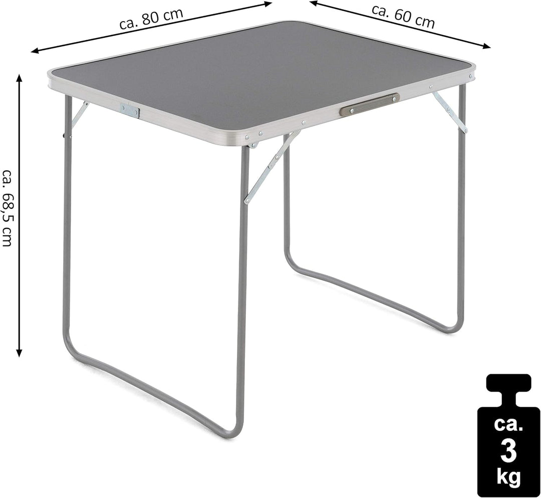 SONLEX Camping-Tisch Outdoor-Tisch grau klappbar mit Tragegriff 80x60x70 cm faltbar leicht Klapptisc