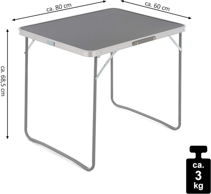 SONLEX Camping-Tisch Outdoor-Tisch grau klappbar mit Tragegriff 80x60x70 cm faltbar leicht Klapptisc