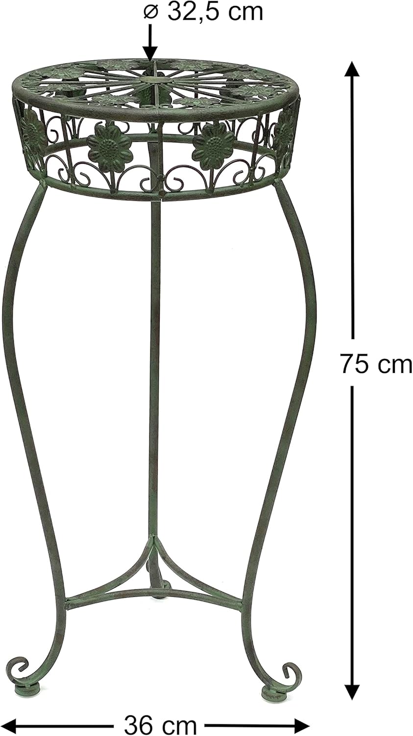 DanDiBo Blumenhocker Metall Grün Rund 75 cm Blumenständer 96008 L Blumensäule Antik Pflanzenständer