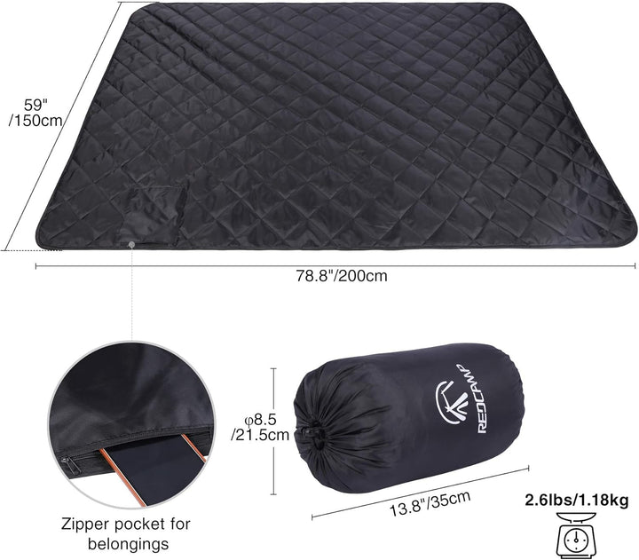 REDCAMP wasserdichte Camping Decke mit Sherpa-Futter, Thermo Gross Stadiondecke, Warm Outdoor Decke
