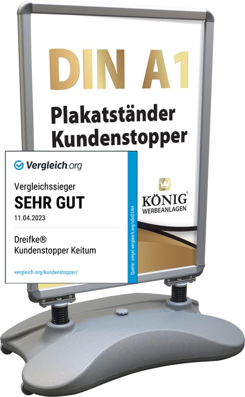 Dreifke Kundenstopper Keitum Wind Line DIN A1 silber| beidseitig für 2 Plakate | stabiler Fuss für s