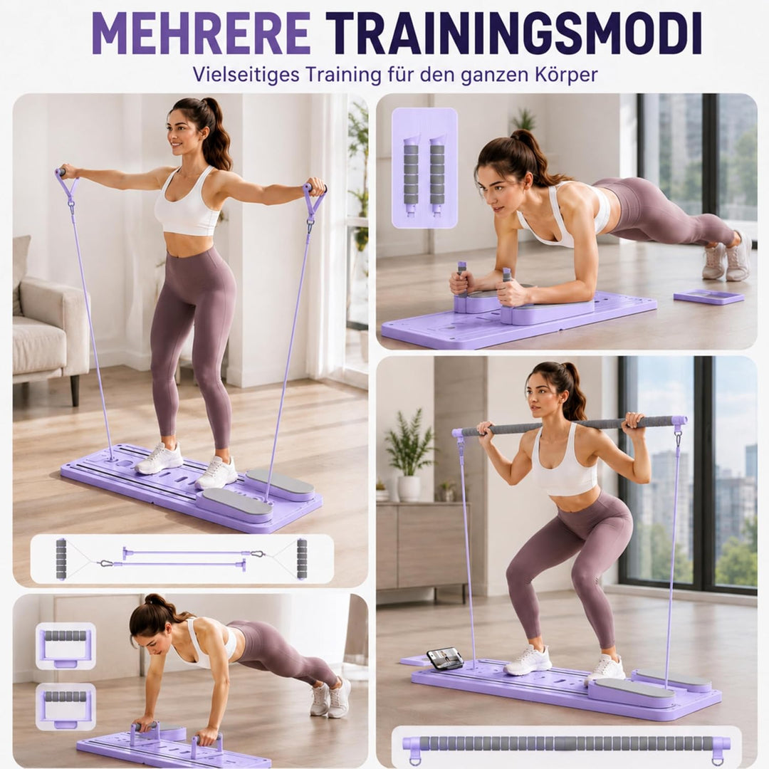 Skay Pilates Board für Zuhause – Faltbares Pilates Reformer Set mit Timer, Multifunktionales Pilates