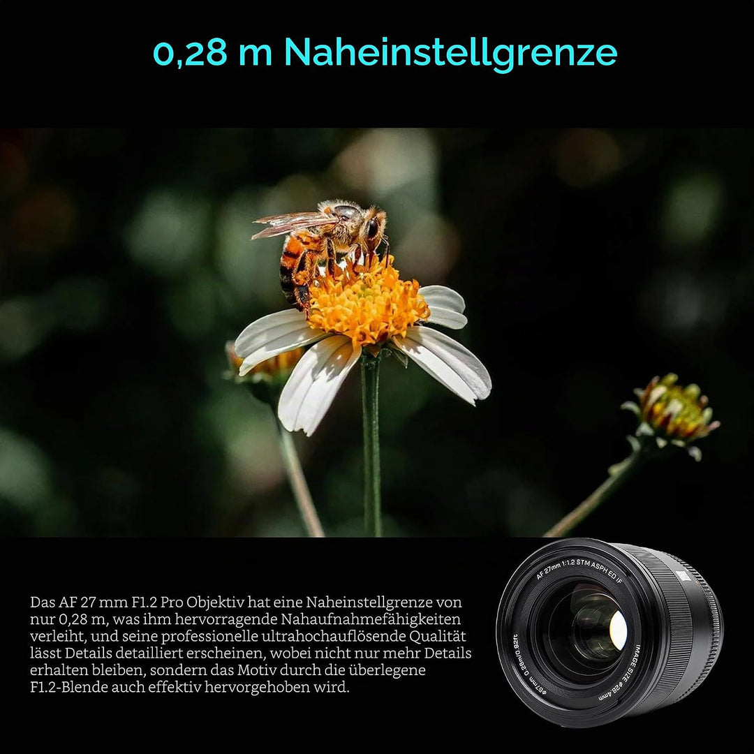 VILTROX 27mm F1.2 Pro Level XF Fuji Autofokus Objektiv f/1.2 Grosse Blende APS-C Objektiv Kompatibel