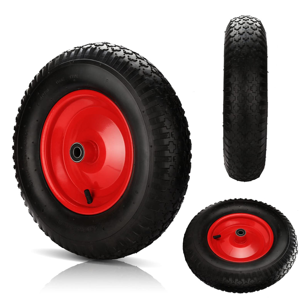 Gimisgu Schubkarrenrad luftbereift 4.80/4.00-8 Ø 390mm PU Gummirad mit Achse 200 kg Tragkraft Ersatz
