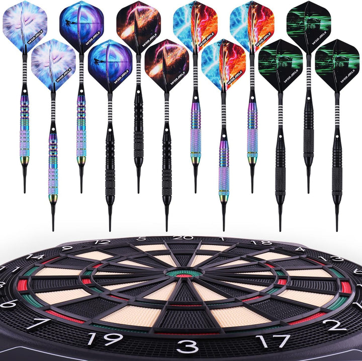 WIN.MAX Dartpfeile mit kunststoffspitze für elektronische dartscheibe 12 Stück Soft Darts Pfeile Set