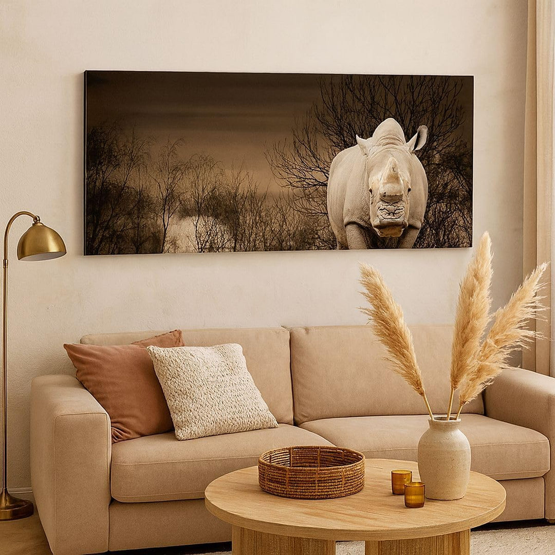 Wandbilder Dekoration Wohnzimmer Tier Nashörner Insekten Panorama Bilder auf Leinwand 120x50cm Leinw