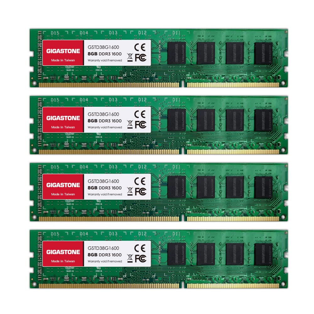 【DDR3 RAM】 GIGASTONE 32GB Kit (4x8GB) DDR3/DDR3L 1600MHz (1333MHz) PC3-12800 (PC3-10600) CL11 1.35V/