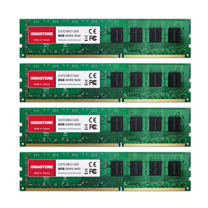 【DDR3 RAM】 GIGASTONE 32GB Kit (4x8GB) DDR3/DDR3L 1600MHz (1333MHz) PC3-12800 (PC3-10600) CL11 1.35V/