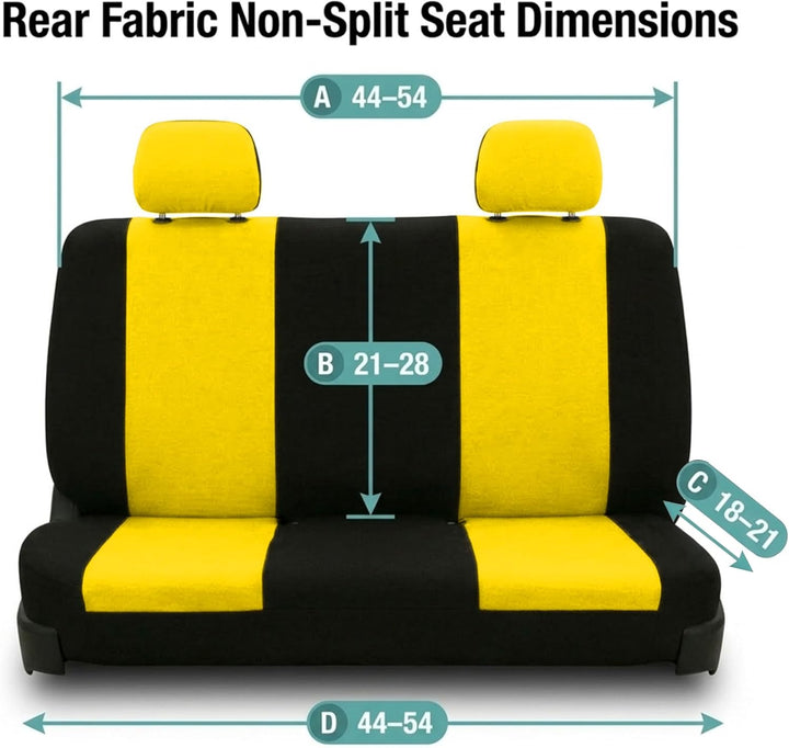 fh-fb050012 flach Tuch Rear Bench Sitzbezüge W. 2 Kopfstützenbezüge gelb, gelb