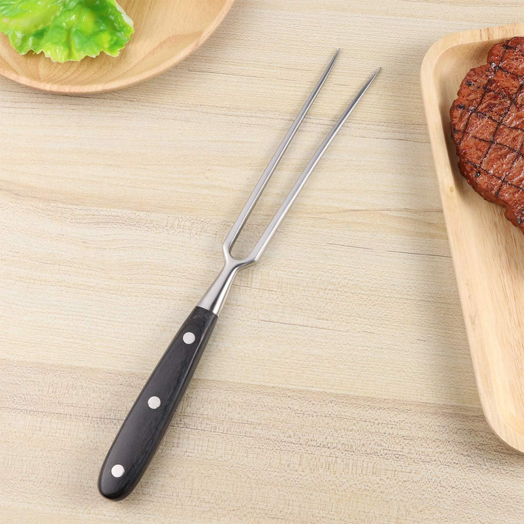 BESTONZON Fleischgabel aus Rostfreiem Stahl mit Holzgriff Grillgabel Tranchiergabel Kochgeschirrset