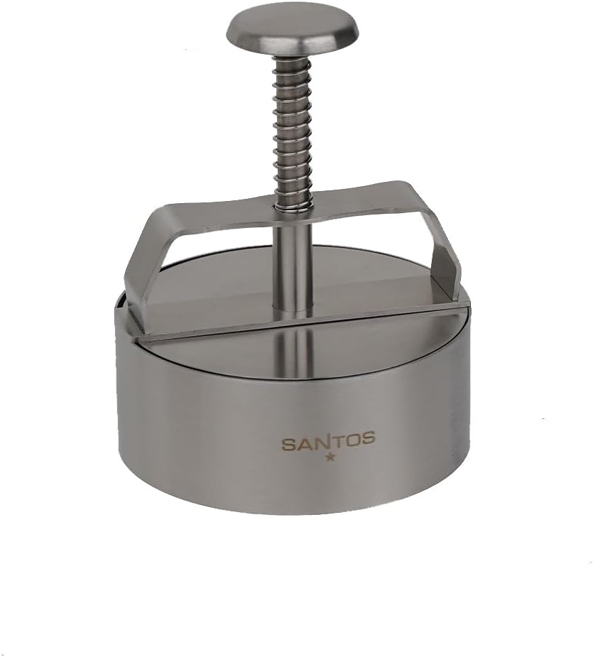SANTOS Profi Burgerpresse Edelstahl – Patty-Presse für Ø 11 cm Burger, Flexible Dicke, einfache Hand