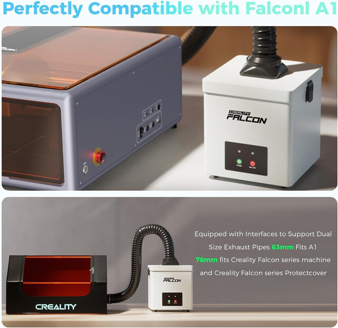 Creality Falcon YW45 Rauchfilter für A1 Lasergravierer, Kompakter Luftreiniger mit 2-Schicht-Filters