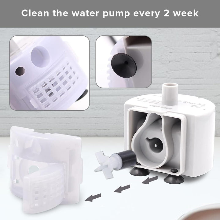 PEKTACO Cat Wasserbrunnen Ersatz-Wasserpumpe für 3,2 l / 3,061.7 g automatischen Edelstahl-Haustierb
