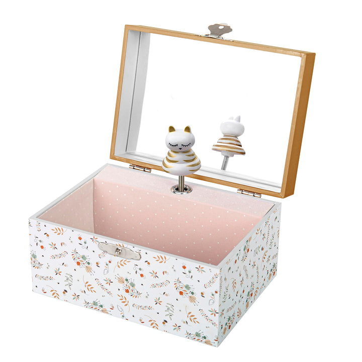 Trousselier 6260120 Schmuckkästchen für Kinder, Katze, Spieluhr mit Musik und tanzender Figur, Musik