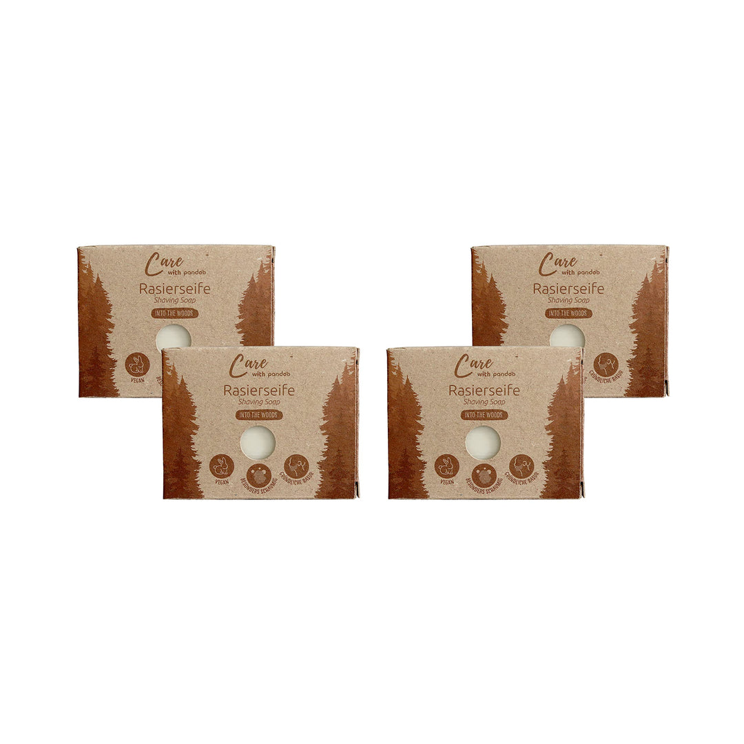 pandoo Rasierseifen 100g | Into the Woods | Naturseife | Vorteilspack (4 Stück)