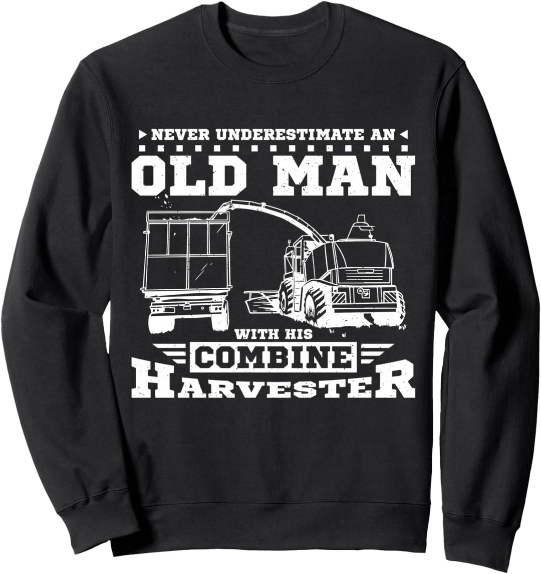 Alter Mann mit Mähdrescher Sweatshirt