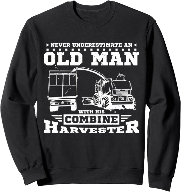 Alter Mann mit Mähdrescher Sweatshirt