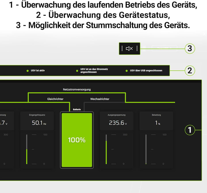 Green Cell® UPS USV Unterbrechungsfreie Stromversorgung 1000VA (700W) mit Überspannungsschutz 230V L