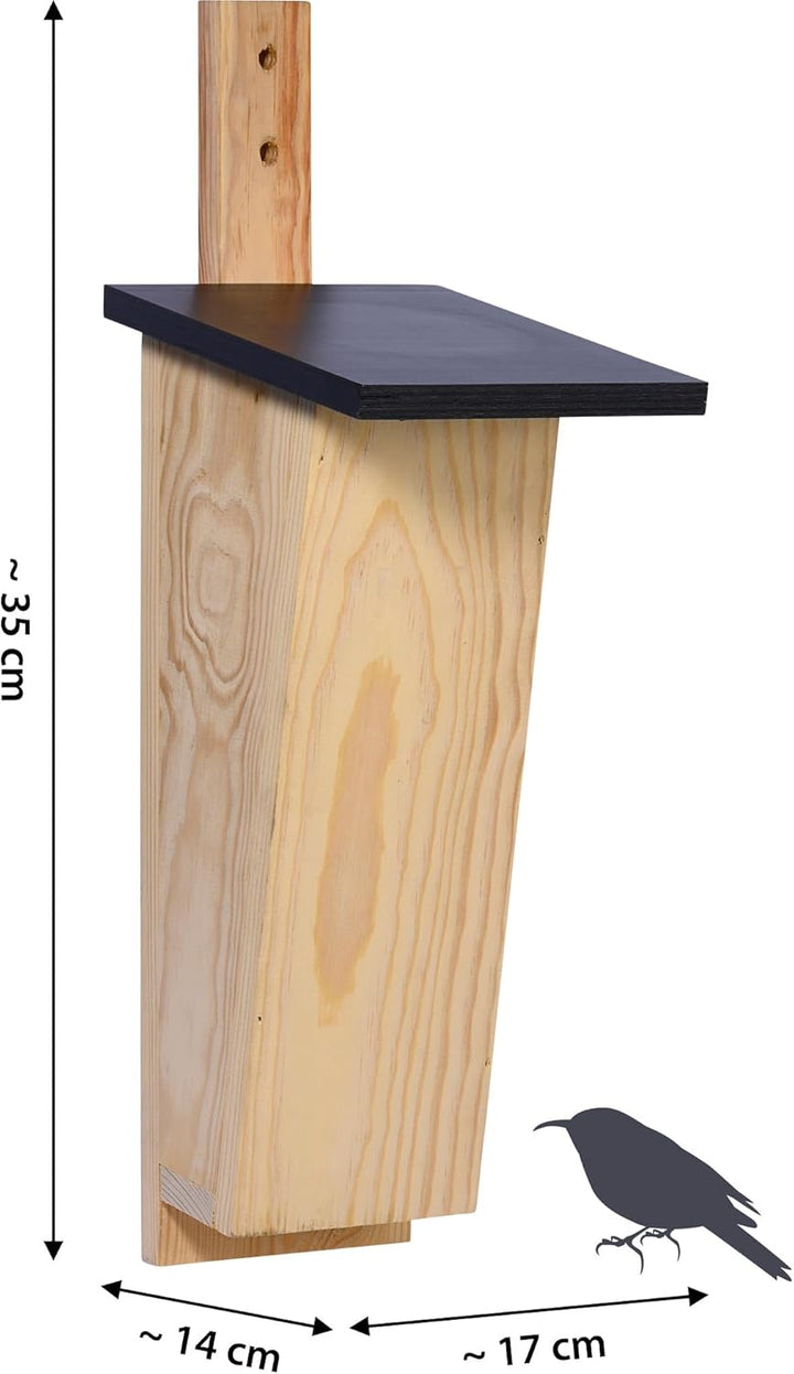 dobar® Spezial-Nistkasten für Baumläufer - Vogelbrutkasten zum Aufhängen - 14 x 17 x 35 cm - Kiefer