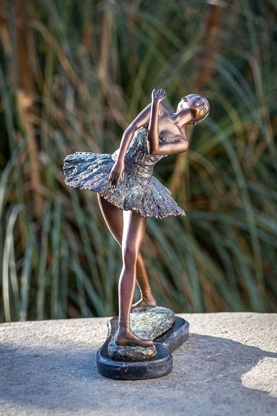 IDYL Bronze-Skulptur Ballerine 31 cm | 32x15x24 cm | Klassische Bronze-Figur handgefertigt | Gartens