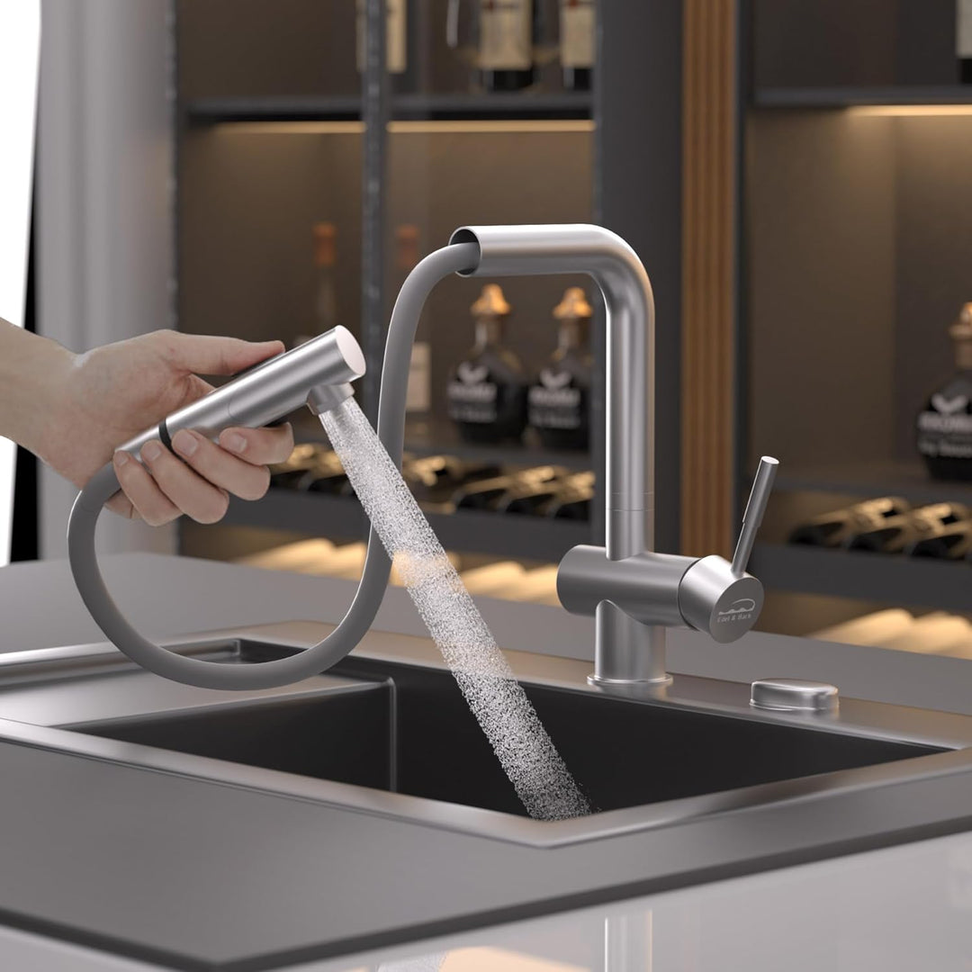Edel & Bach hochwertiger Küchenarmatur, Präzisionsguss Wasserhahn aus SUS304 Edelstahl, 140° schwenk