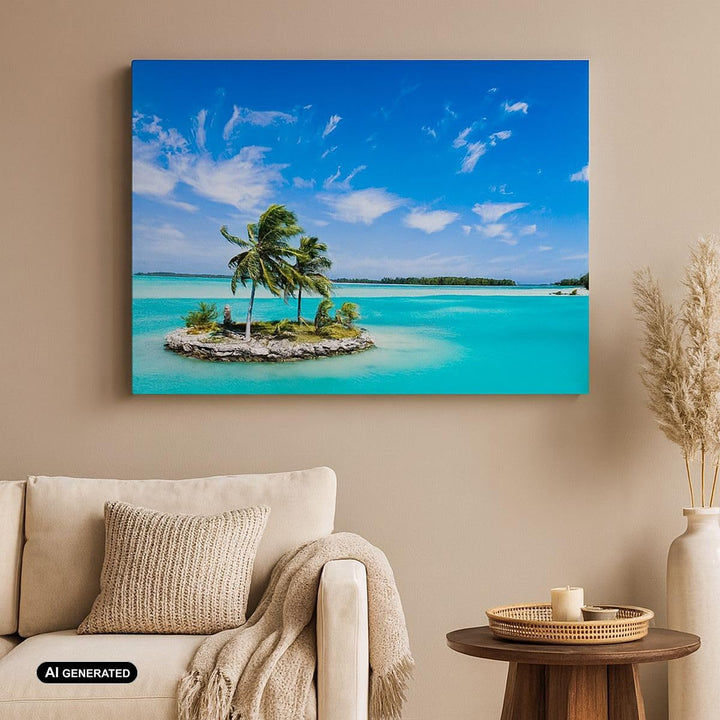 Bilder auf Leinwand 100x70cm Leinwandbild Tahiti Insel Bora entspannend Gross Wanddeko Bild Schlafzi