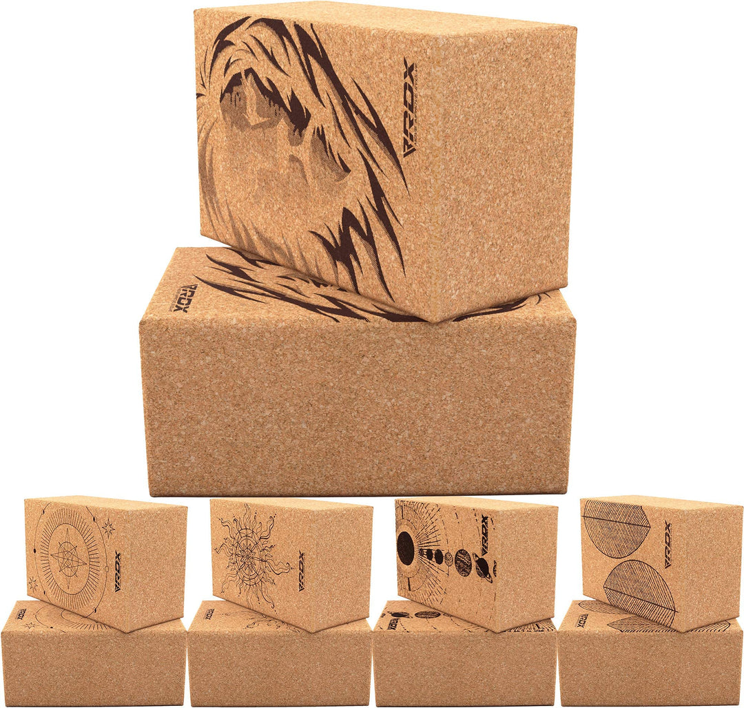 RDX Yoga Cork Block Set, High Density Eva Schaumstoff Rutschfester Blöcke, Leichtes Yogaklotz für Kö