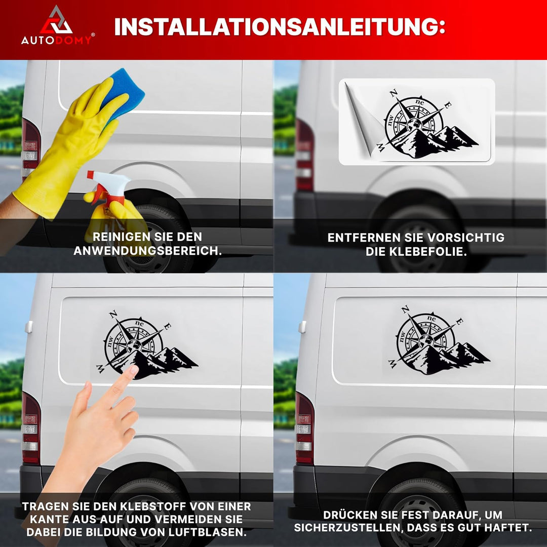 Autodomy Kompass Off Road Sport Trail 4x4 Weltkarte Aufkleber Paket 2 Stück für Auto oder Motorrad (
