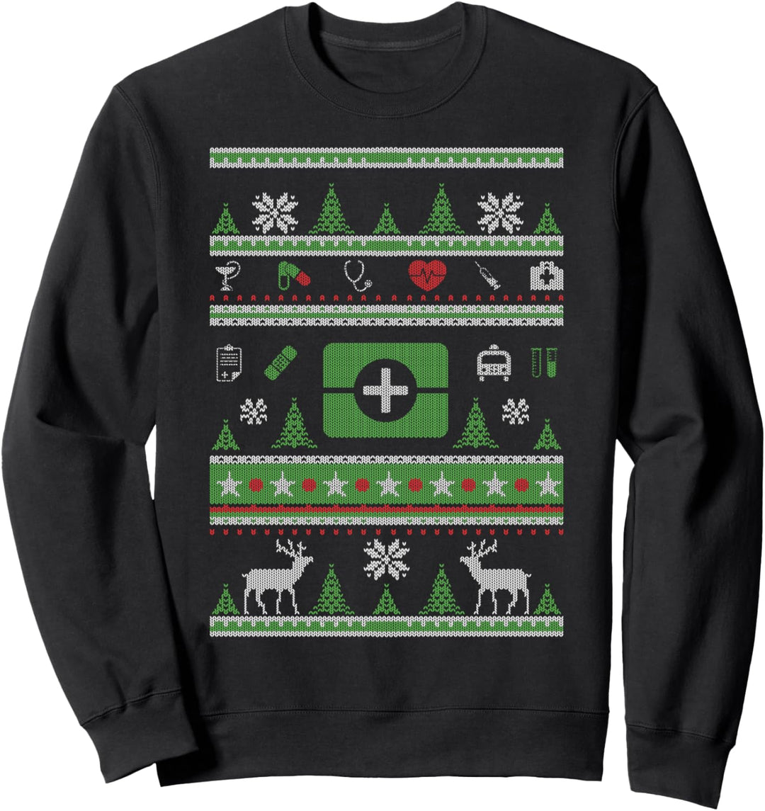Ugly Christmas Weihnachtsfeier Krankenhaus Motiv Sweatshirt