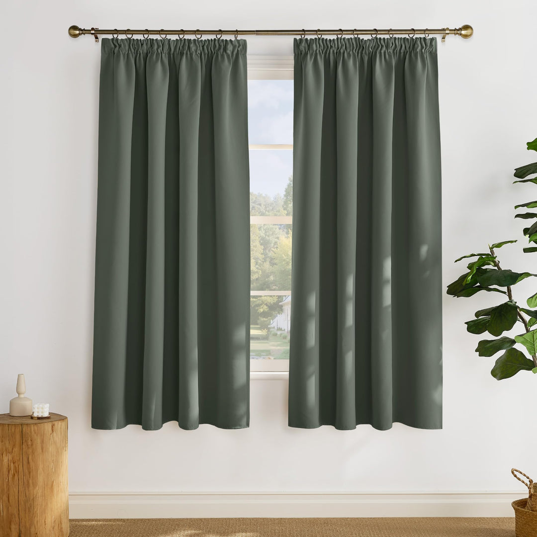 PONY DANCE Thermovorhang Kälteschutz Winter Abdunkelnde Vorhänge mit Kräuselband 2er Set H 175 x B 1