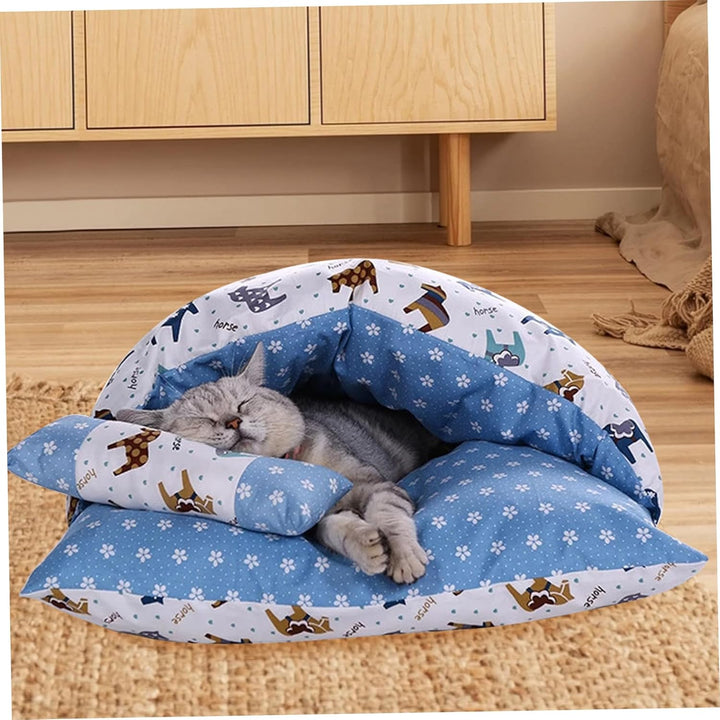 Katzenschlafsack 65 x 50 cm warmes Katzenbett für den Winter Katzensackbett mit Kissen abnehmbar was