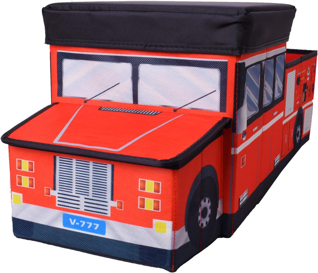 TE-Trend Faltbare Feuerwehr Auto Aufbewahrungsbox Ordnungsbox Spielbox Kinder Jungen Spielzeugtruhe