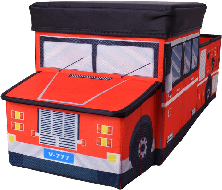TE-Trend Faltbare Feuerwehr Auto Aufbewahrungsbox Ordnungsbox Spielbox Kinder Jungen Spielzeugtruhe