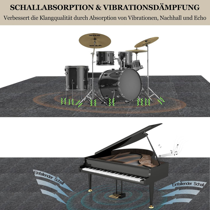 BXI Dicke Schallabsorber Puzzle-Bodenmatten, 16 Stück 28 x 28 x 0,9 cm Hochdichte Klavier matte Schl