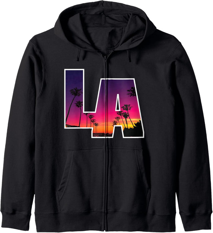 Los Angeles Skyline LA Sunset California Palmen Kapuzenjacke