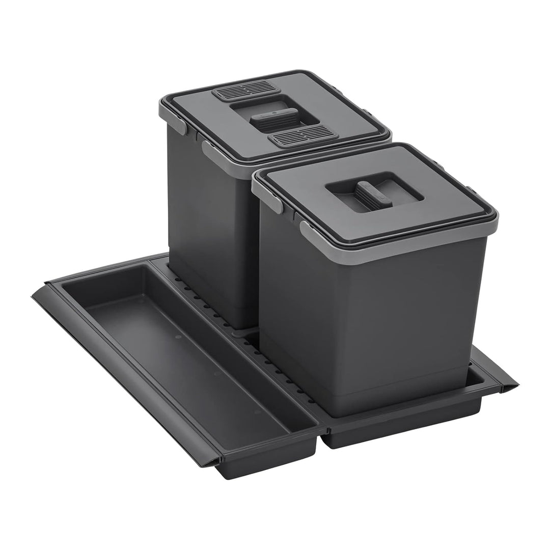 SOTECH Abfallsammler Draw 10+10L Mülleimer mit Deckel Abfallsystem für Auszug Korpusbreite 50 cm DRA