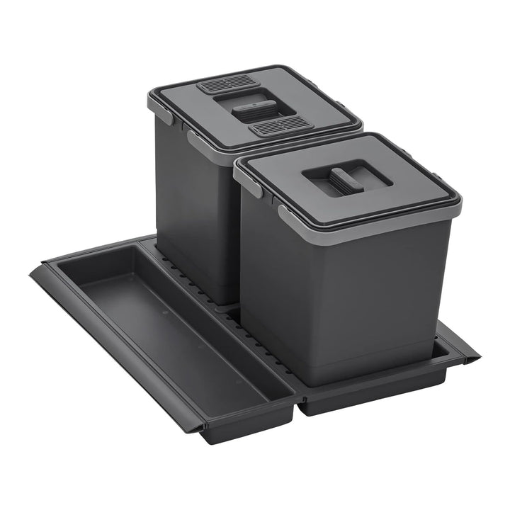 SOTECH Abfallsammler Draw 10+10L Mülleimer mit Deckel Abfallsystem für Auszug Korpusbreite 50 cm DRA