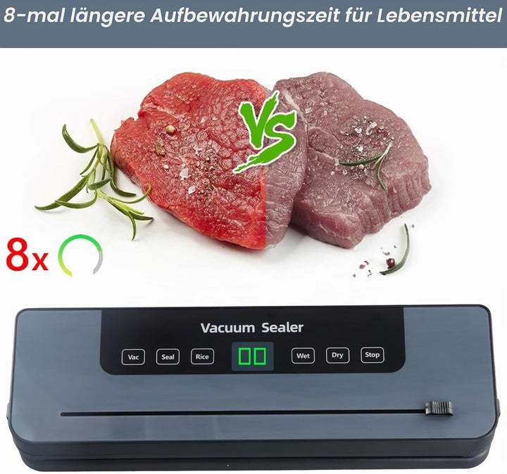 Focenat Vakuumiergerät, Vakuumiergerät mit 10 Vakuumierbeutel, Vakuumiergerät für Lebensmittel, Vaku