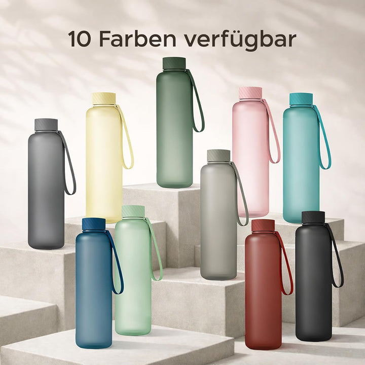 Twinzee Trinkflasche 1L Kohlensäure Geeignet & Auslaufsicher - Wasserflaschen Für Sport, Schule & Bü