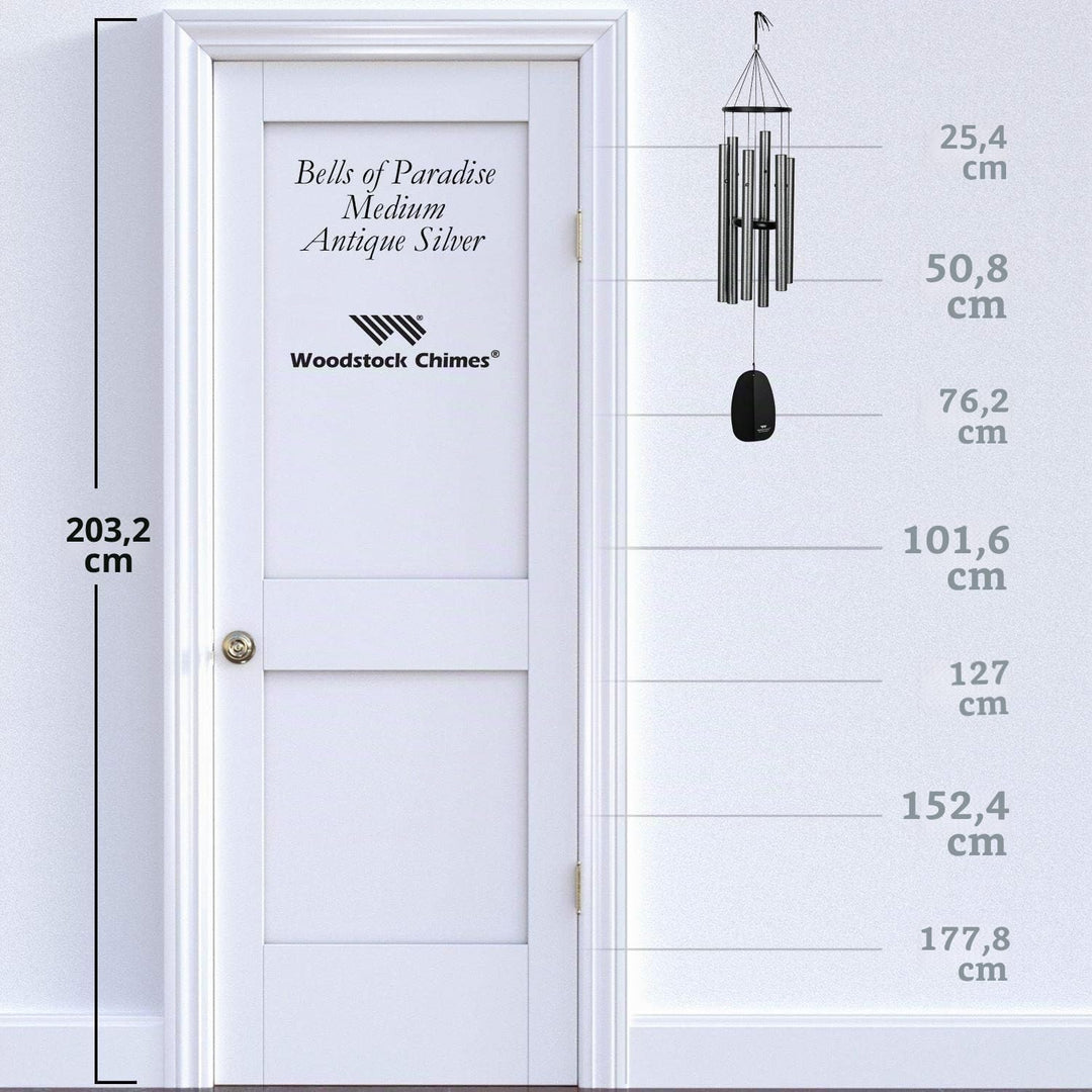 Woodstock Chimes Signature Collection, Paradiesglocken, Antik-Silber, 81,3 cm, Dekor-Designs, Windsp