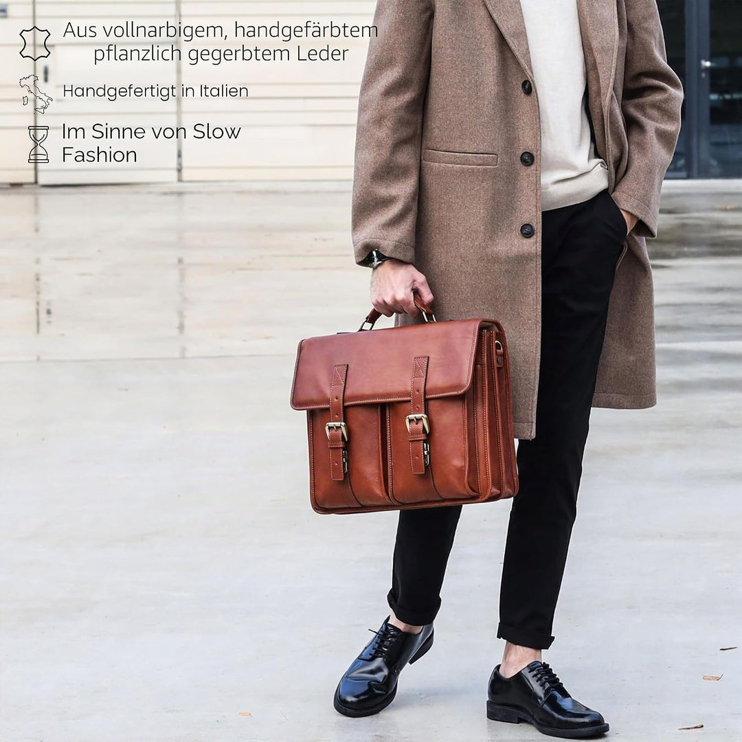 Time Resistance Leder Aktentasche Handgefertigte Umhängetasche Laptop Tasche für bis zu 15 Zoll Lapt